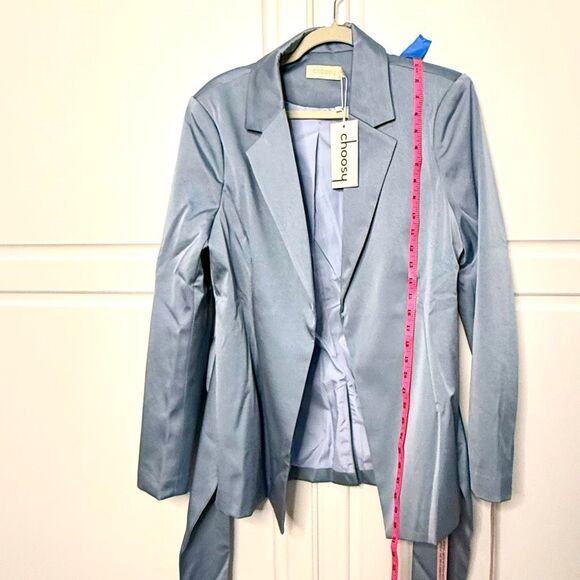 NWT choosy light blue, long-sleeved, belted blazer jacket. Size 12 - Picture 7 of 11